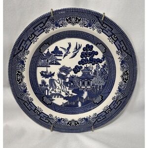 Churchill Blue Willow Dinner Plate 10.25" Made in England Vintage EXCELLEN T